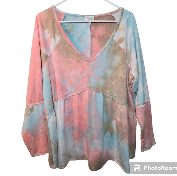 Ava James Tops - Ava James Tie-dyed Baby Doll Top Size 1x